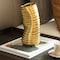 Fabulaxe 9 H Ceramic Bent Melted Modern Style Sculpture Table Centerpiece Flower Vase, Gold QI004053.L - alternate 4